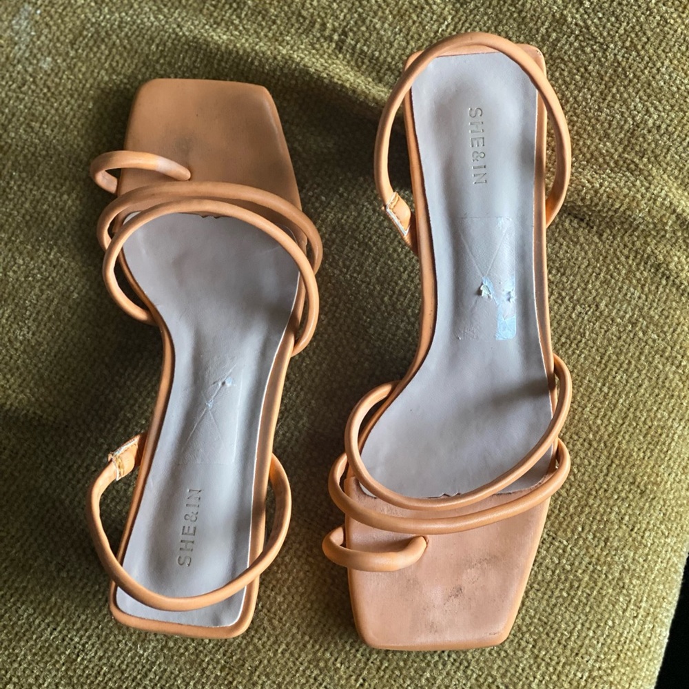 She&In Orange Low Platform Sandals.